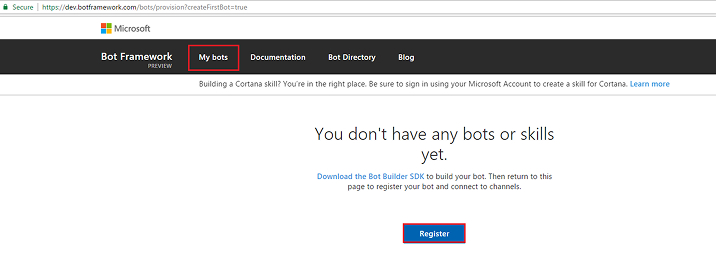 register your bot register your bot