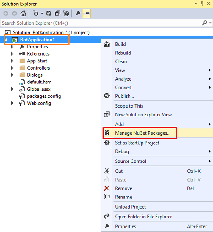 Manage NuGet Packages Manage NuGet Packages
