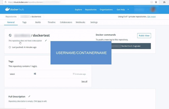 Username/ Container name Username/ Container name