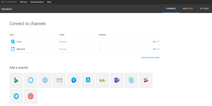 created a bot by using the Azure Bot Service created a bot by using the Azure Bot Service